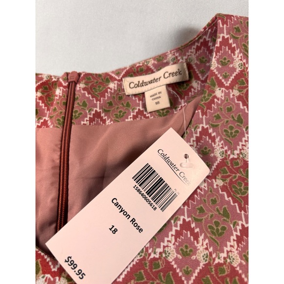 Cottagecore Coldwater Creek Canyon Rose Boho Floral V-Neck Shift Dress SZ 18 NWT - Picture 8 of 11
